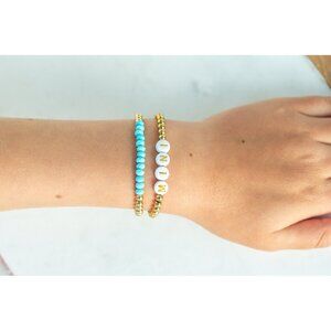 Turquoise Matching Bracelet for Mom and Daughter Bracelet Waterproof Gold Beaded